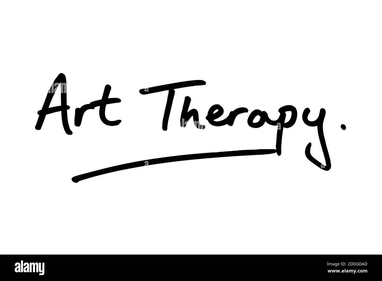 Art Therapy handgeschrieben auf weißem Hintergrund. Stockfoto