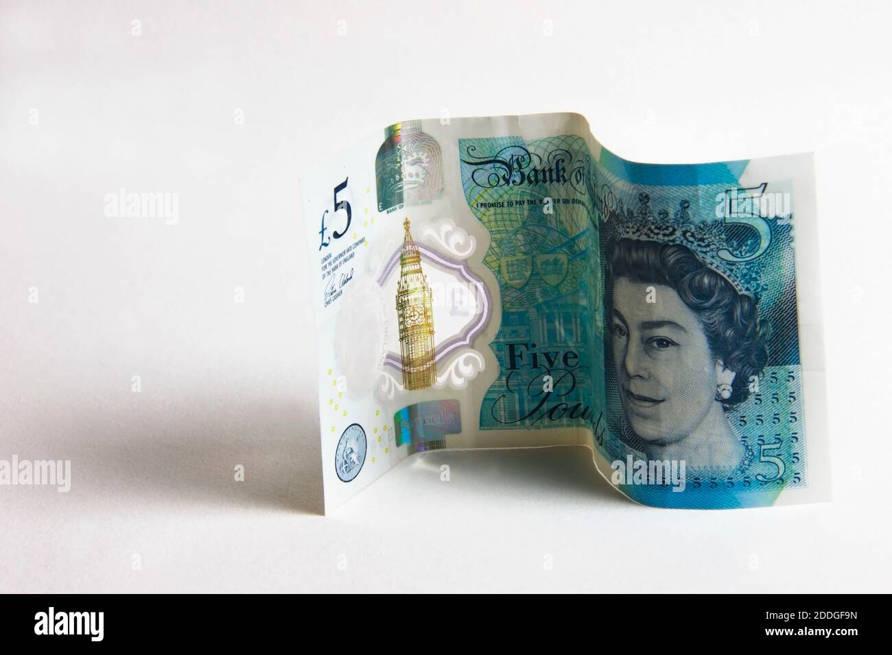Fünf Pfund Sterling Banknote. Englisches Geld. Stockfoto