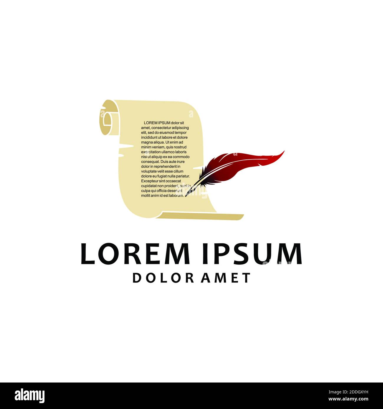 Feder und Dokument Papierrolle Symbol Design Stockfoto