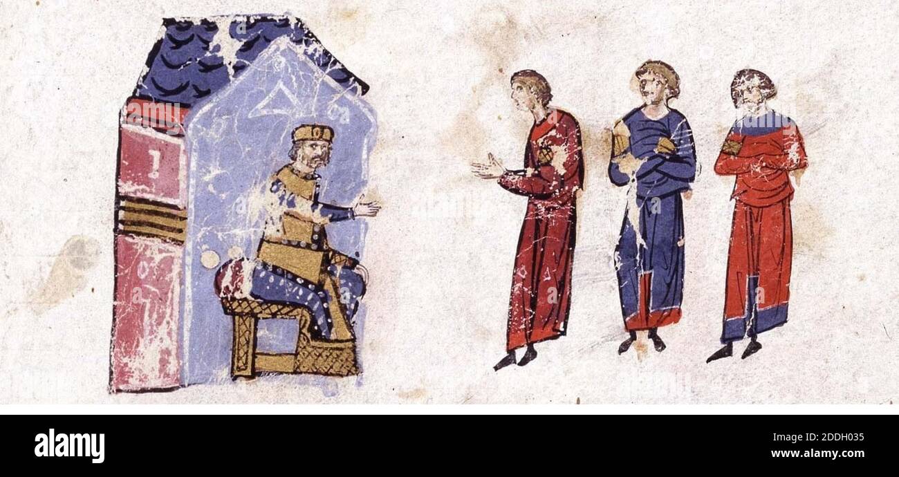 Illustrationen - Illuminationen aus der byzantinischen Geschichte Manuskript von John Skylitzes, 11. Jahrhundert n. Chr. Stockfoto