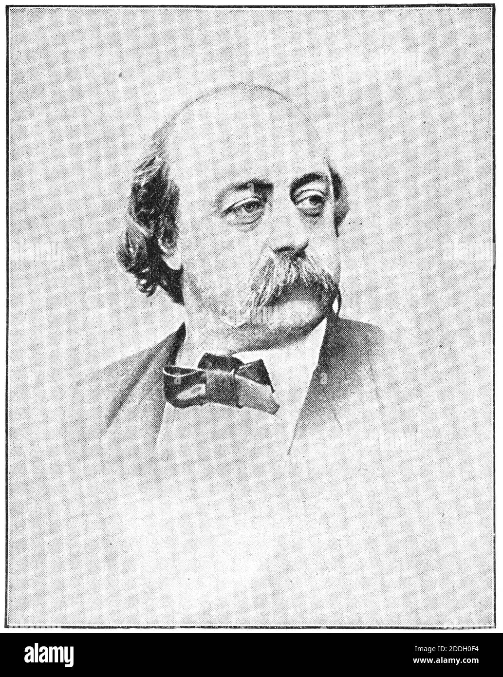 Portrait von Gustave Flaubert - ein französischer Schriftsteller. Illustration des 19. Jahrhunderts. Weißer Hintergrund. Stockfoto
