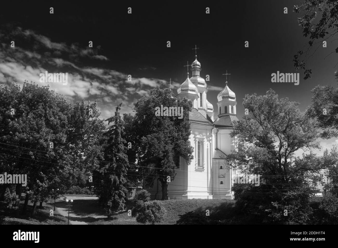 Katharinenkirche. Die orthodoxe Kirche in der ukrainischen Stadt Tschernigow, ein architektonisches Denkmal von nationaler Bedeutung. Ein anschauliches Beispiel von Cossa Stockfoto