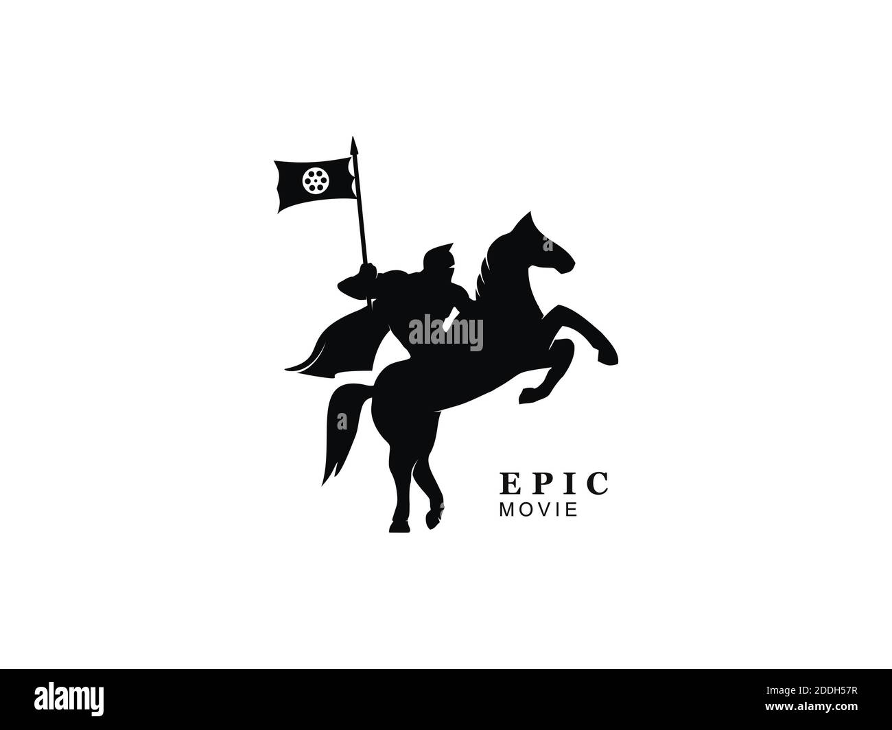 Horse Warrior Logo Design mit Film Kino Stockfoto