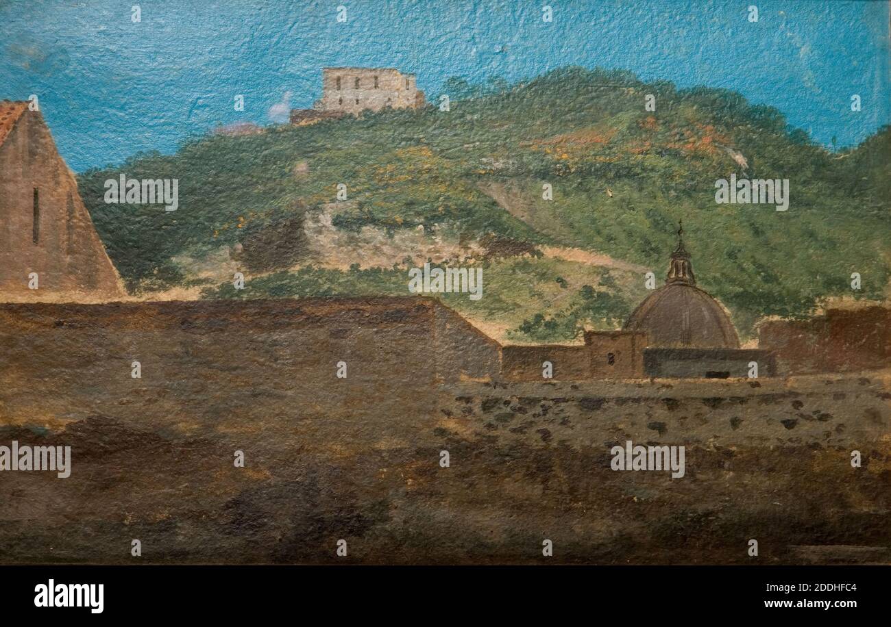 A Hilltop near Naples, 1782 Thomas Jones, Landscape, Italy, Blue Sky, Hill Stockfoto