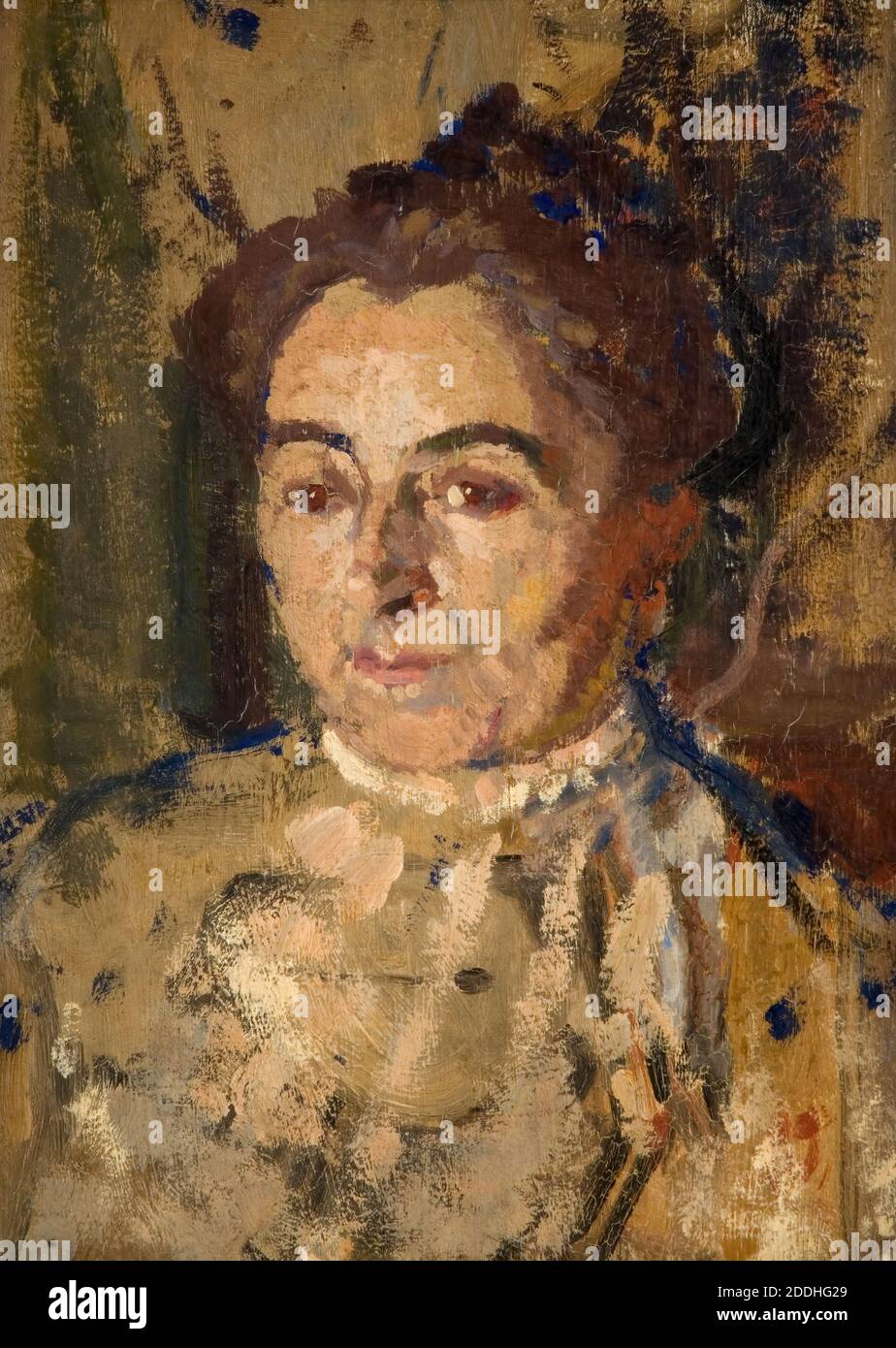 Portrait Studie einer Frau, 1908-1910 von: Harold Gilman (d. 1919), Ölgemälde, Frauen, Weiblich, Kunstbewegung, Post-Impressionismus Stockfoto