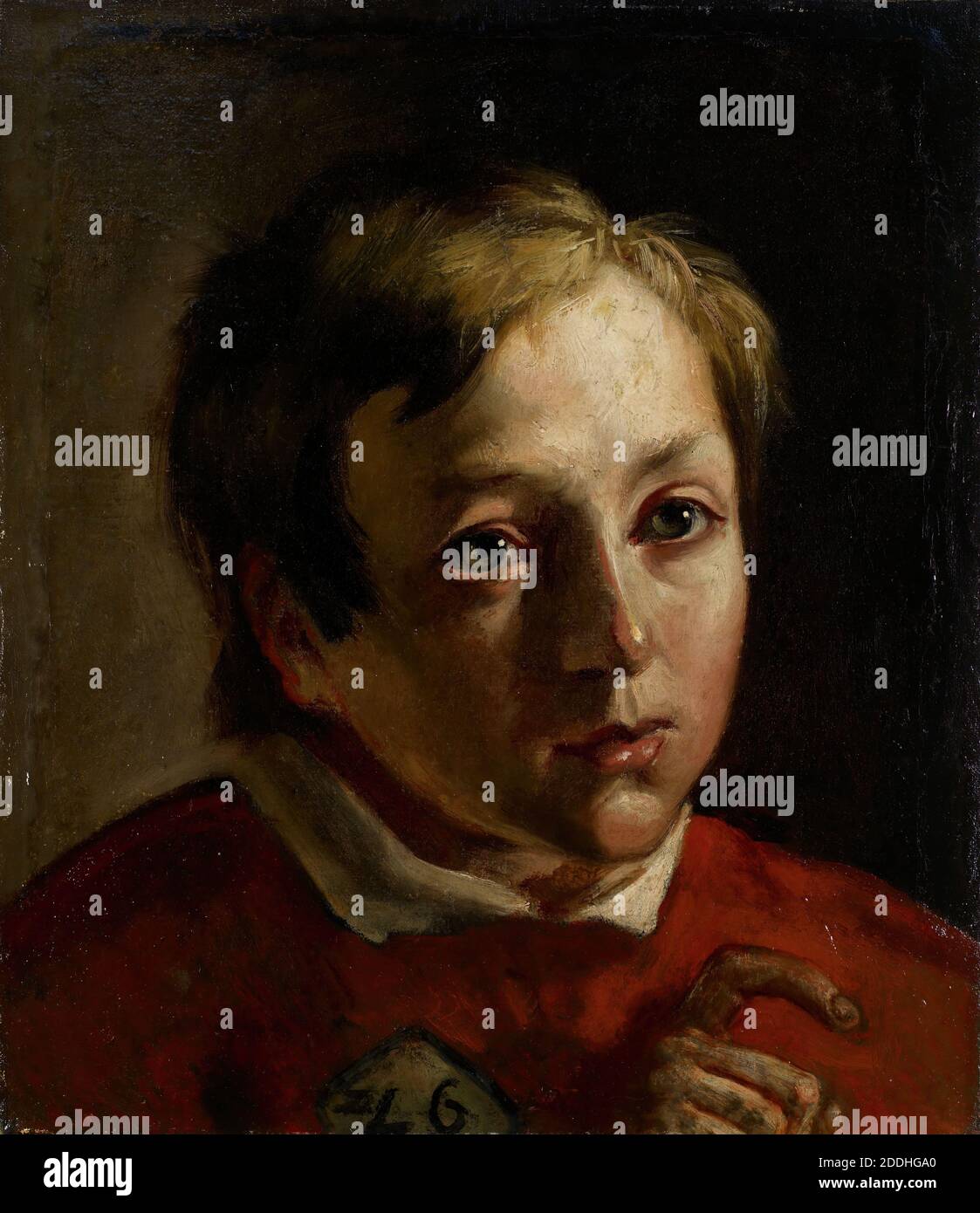 Portrait of a Boy, 1835-45 Ford Madox Brown, Kunstbewegung, Pre-Raphaelite, Ölgemälde, Porträt, Chiaroscuro, Kind, Junge Stockfoto
