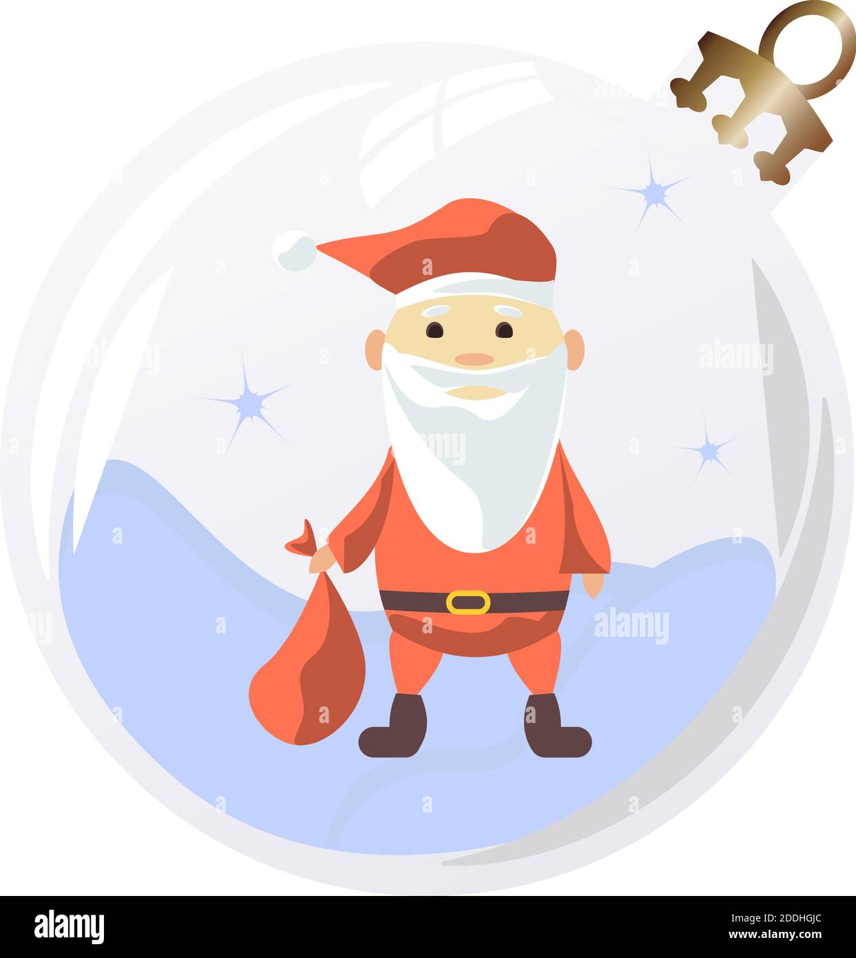 Neujahr und Weihnachten Komposition mit Weihnachtsmann und Geschenk Tasche in Kugel Stock Vektor