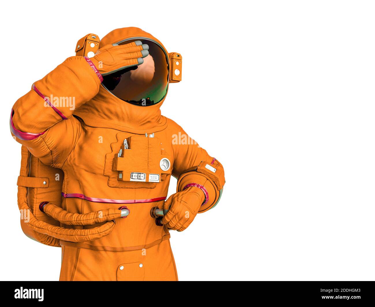 astronaut Thinking mit Kopierraum, 3d-Illustration Stockfoto