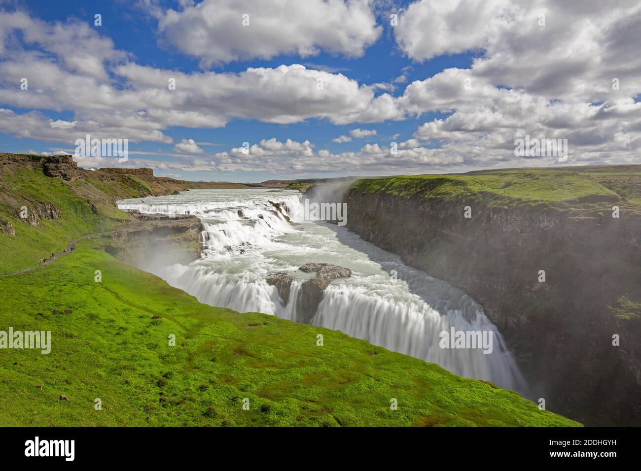 Gullfoss Wasserfall / Golden Falls in der Schlucht des Flusses Hvítá / White River, Haukadalur, Südwest-Island Stockfoto