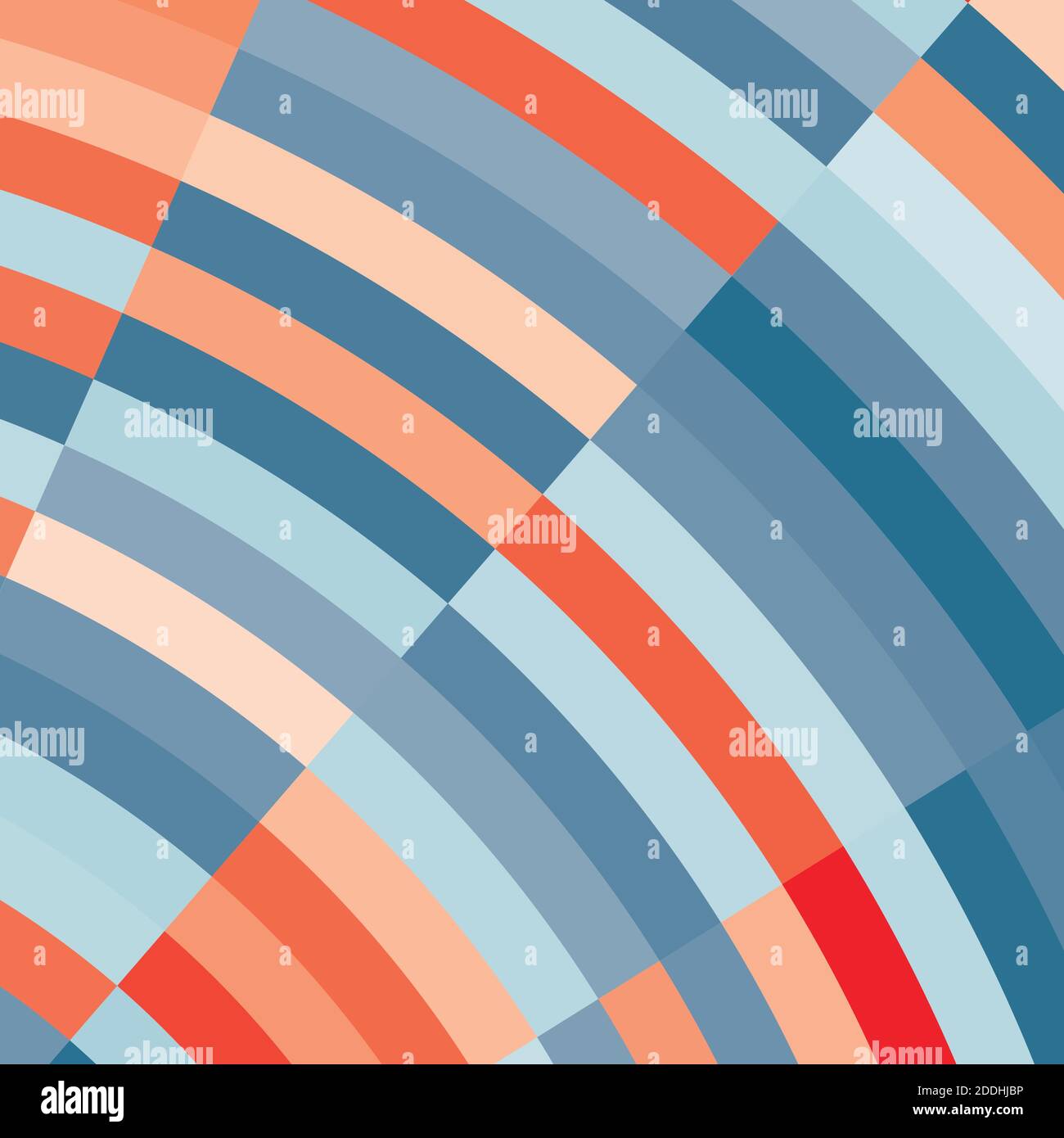 Abstrakter Hintergrund mit blauen und orangefarbenen Bögen. Einfaches Vektorgrafikmuster. CMYK-Farben Stock Vektor