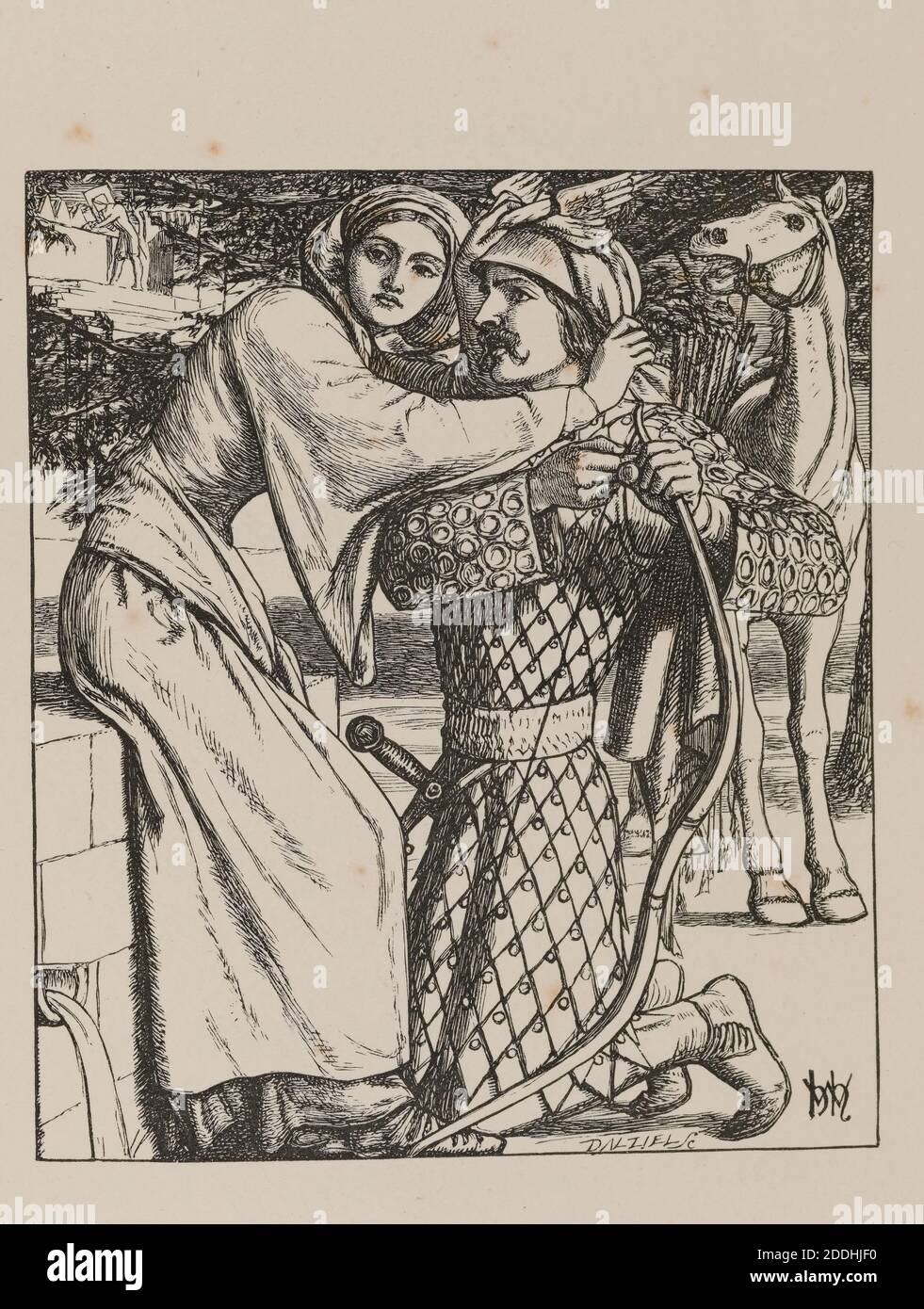 Die Ballade von Oriana Illustration auf p55 eines Gedichtbands von Tennyson, herausgegeben von Edward Moxon (London, 1857) Künstler:William Holman Hunt Graveur: Dalziel Brothers, BookPre-Raphaelite, Illustration Stockfoto