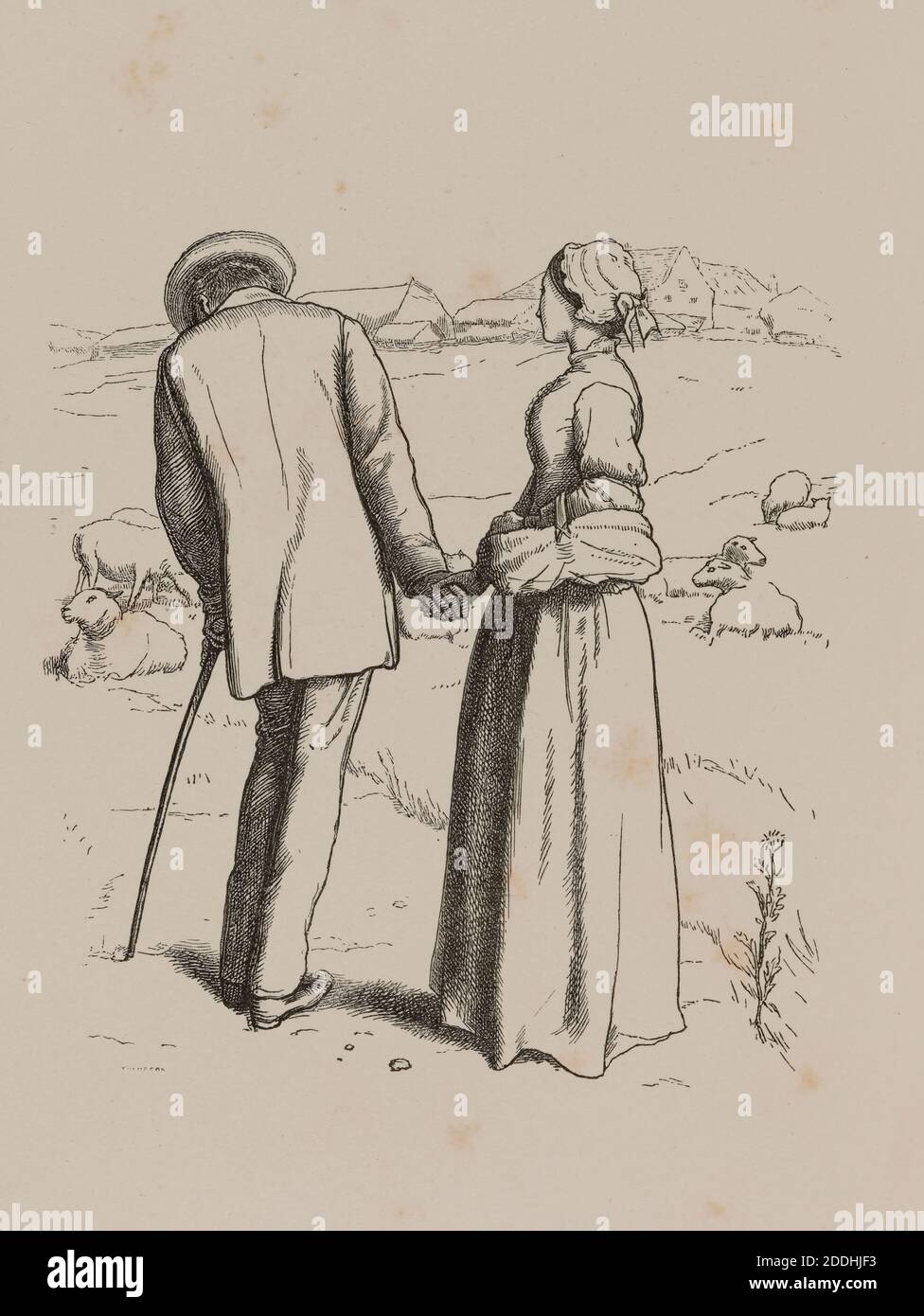 Edward Gray Illustration auf p340 eines Gedichtbands von Tennyson, herausgegeben von Edward Moxon (London, 1857) Künstler:William Holman Hunt Graveur: Dalziel Brothers, BookPre-Raphaelite, Illustration Stockfoto