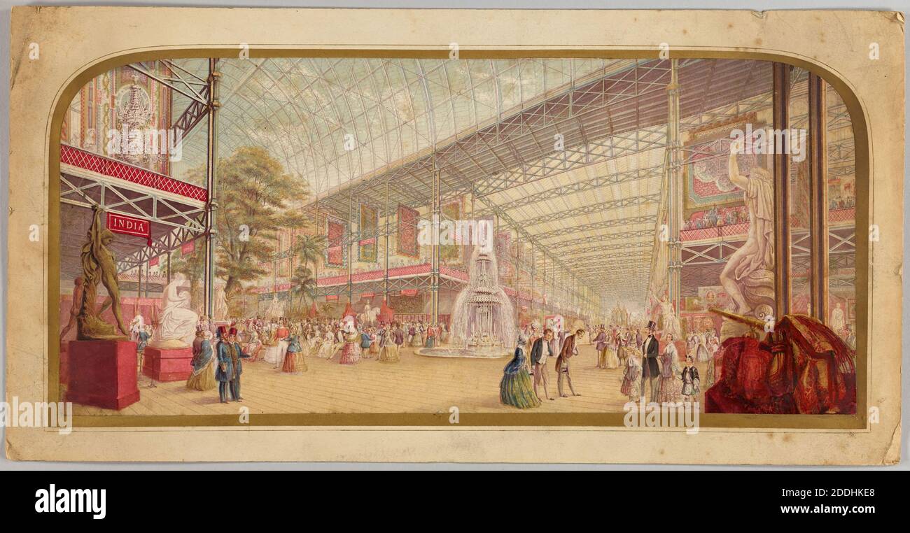 Das Innere der großen Ausstellung, 1851 von George Baxter, 19. Jahrhundert, viktorianisch, Sozialgeschichte, Druck, Brunnen Stockfoto