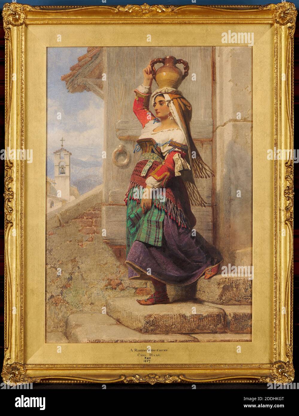 Ein römischer Wasserträger, 1857 Carl Haag, Kostüm, Aquarell, Frauen, Porträt, Weiblich, Full-length, Italien, Rom, Tradition Stockfoto