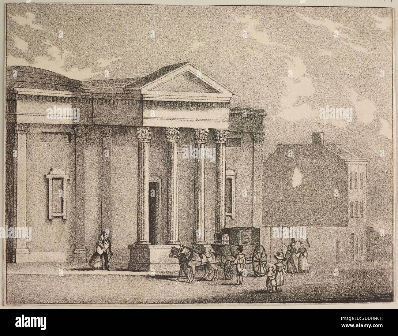 Lithographie, Birmingham Society of Arts, New Street, Vol Stockfoto