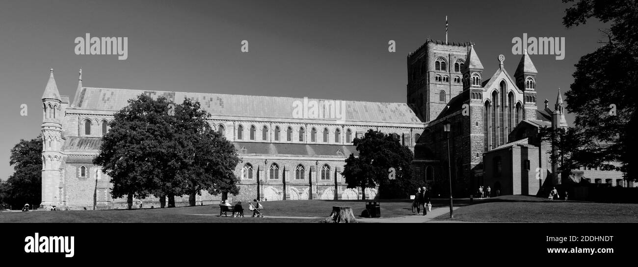 Sommeransicht der St Albans Cathedral, St Albans City, Hertfordshire County, England, UK Stockfoto