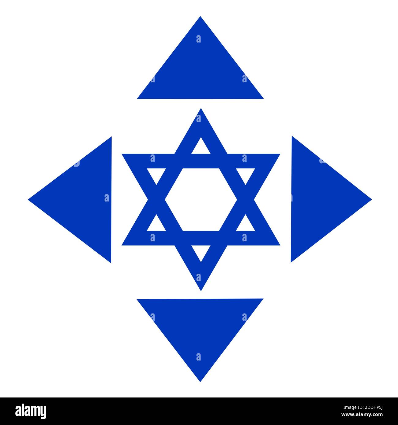 Expansion Israels. Siedlungen auf erweitertem Territorium. Vektor-Illustration mit israelischem Symbol von Stern und Pfeile Stockfoto