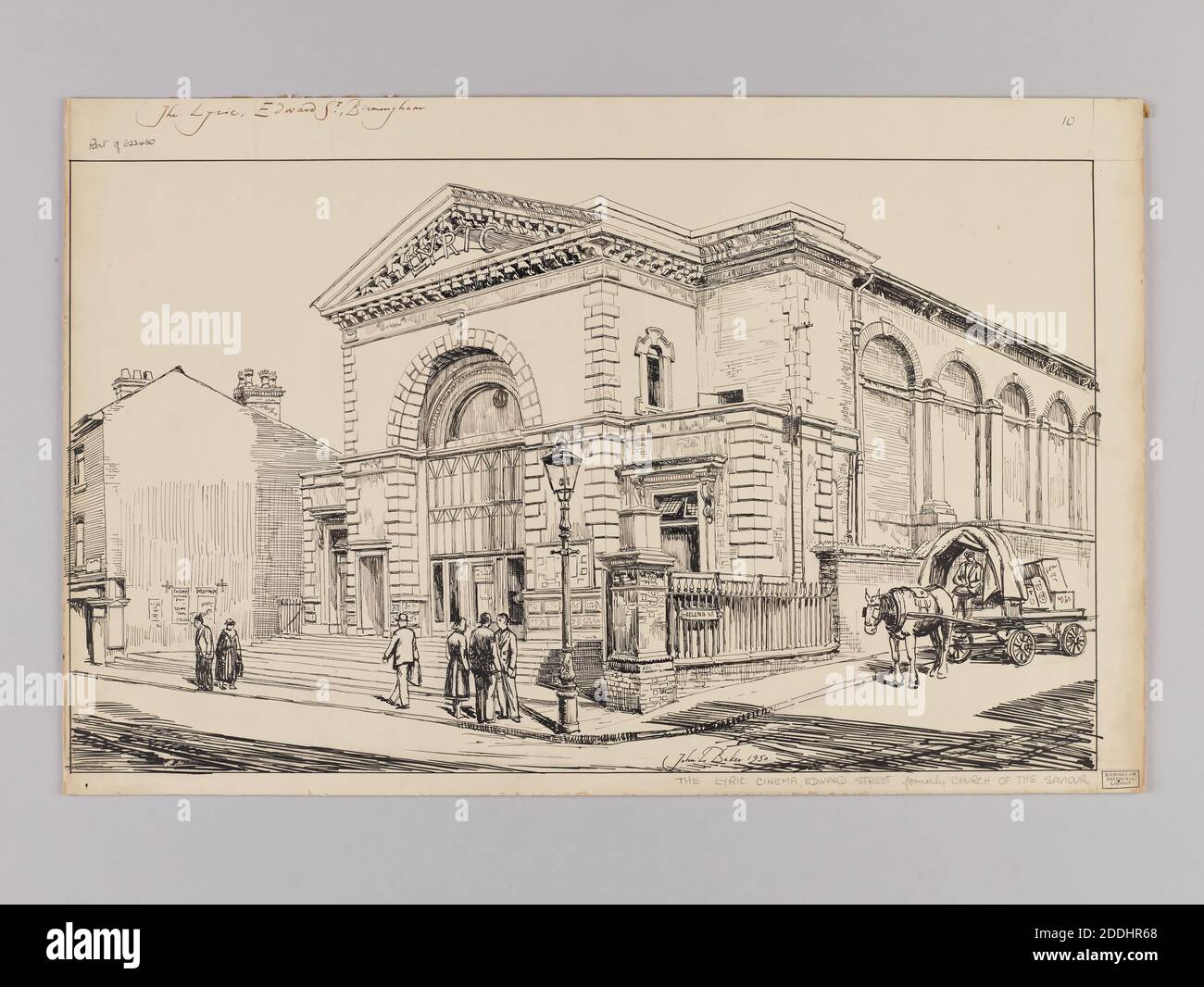 Topographische Ansicht von Birmingham, Lyric Cinema, Edward Street, Birmingham, zeigt Nachrichten schneiden, wo Tusche Zeichnung veröffentlicht wurde, von John L. Baker, Sozialgeschichte, topographische Ansichten, England, Midlands Stockfoto