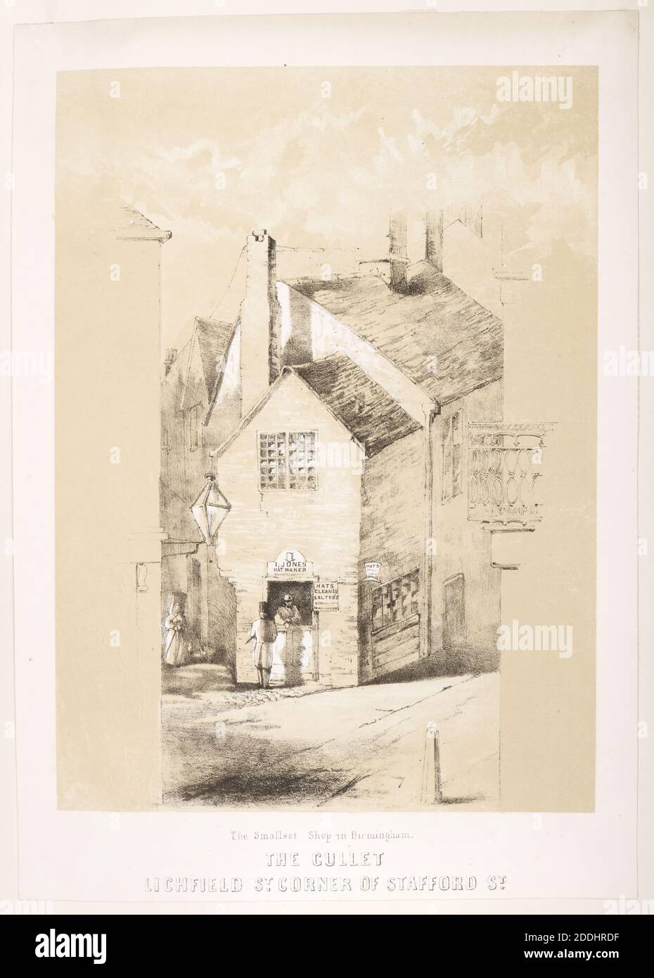 Lithographie, The Gullet, Lichfield Street, Stafford Street, Birmingham. Unbekanntes Datum und Künstler, topographische Ansichten, Druck, Lithographie, England, Midlands Stockfoto