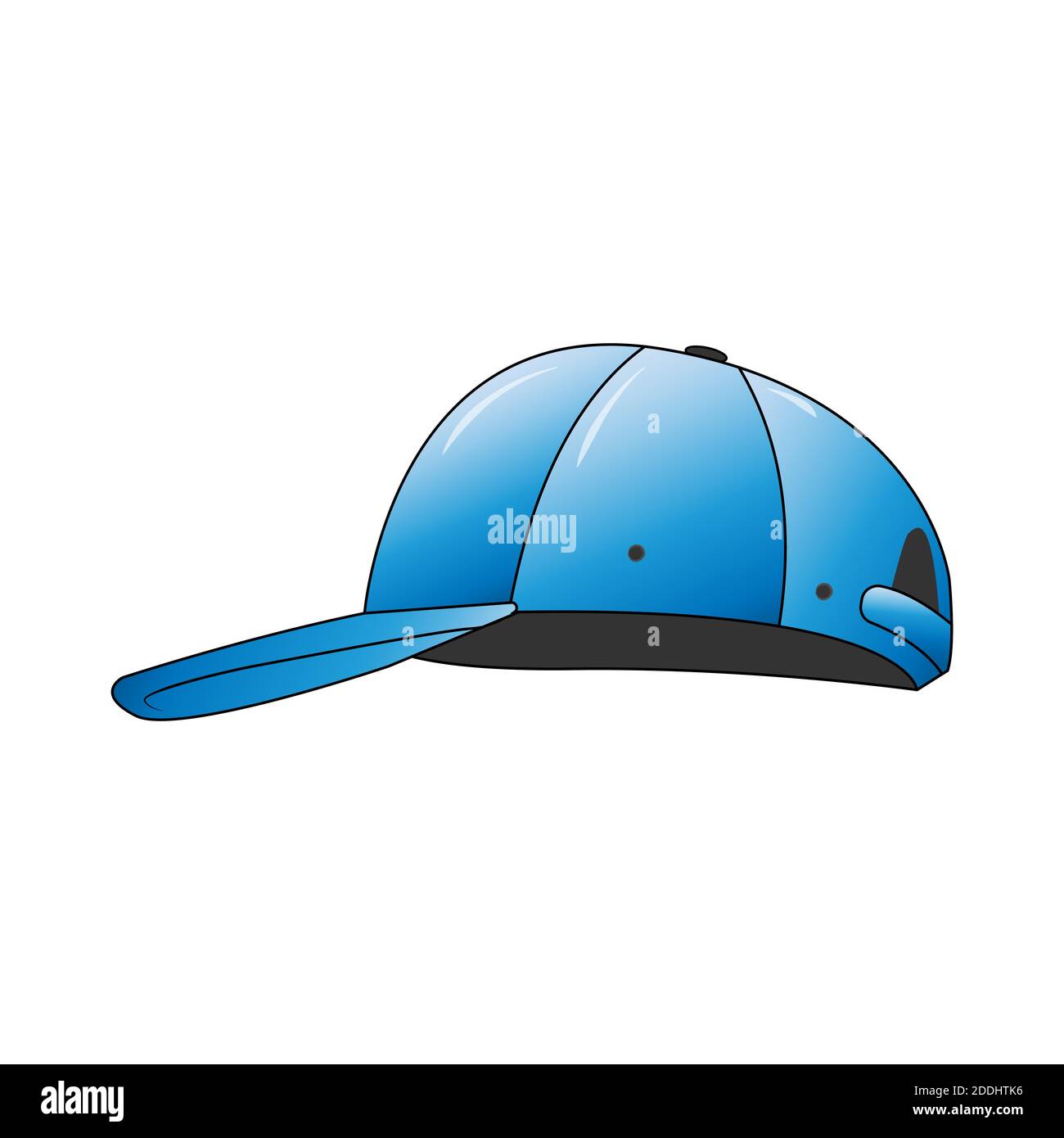 Blaues Hutsymbol. Baseballmütze Schild. Vektorgrafik isoliert auf weißem Hintergrund. Stock Vektor