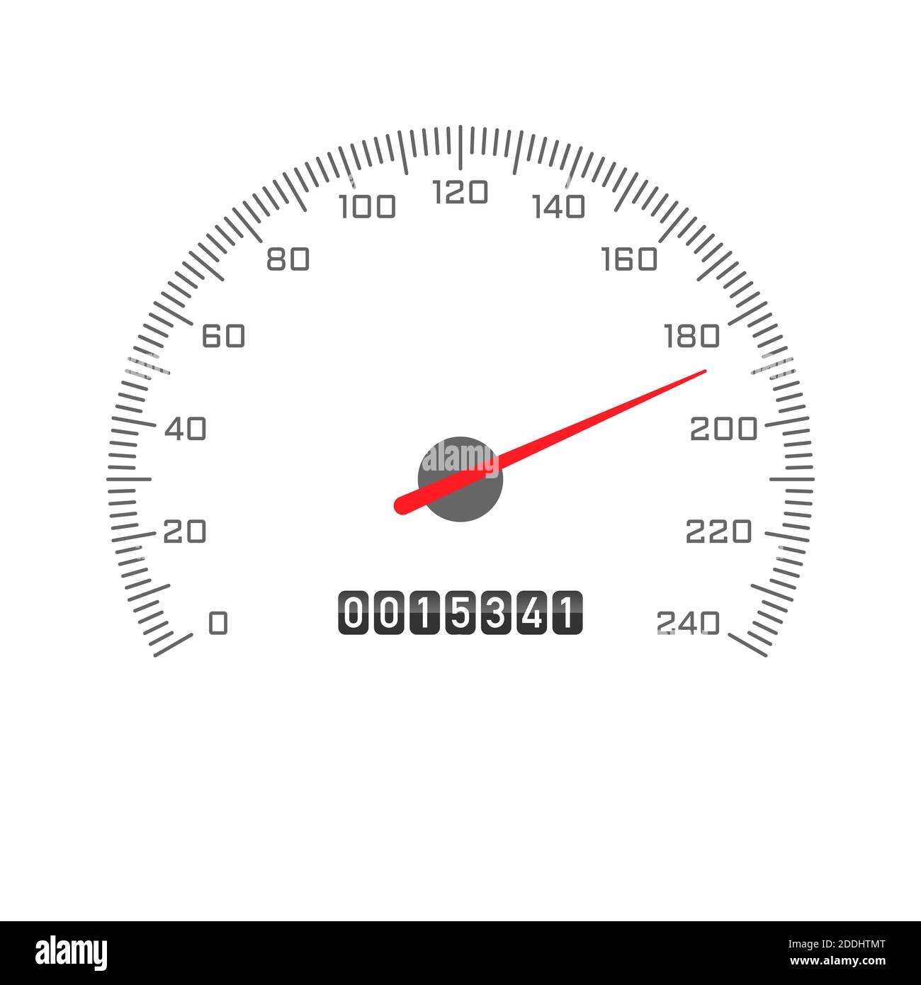 Auto-Kilometerzähler Tachometer-Symbol isoliert auf weißem Hintergrund. Geschwindigkeitsanzeige des Tachometers im Auto. Schwarze Vektorgrafik. Stock Vektor