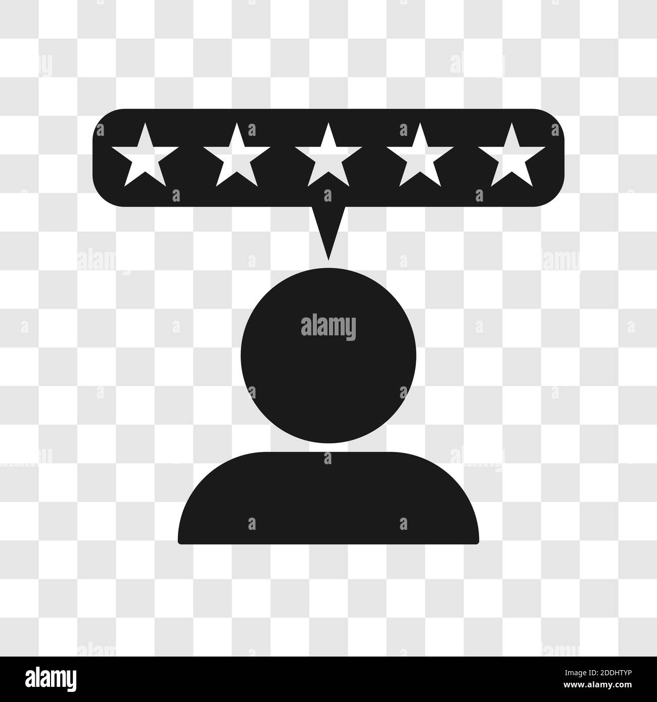Fünf-Sterne-Bewertsymbol. Bewertung der Kundenzufriedenheit. Schwarze isolierte Vektorgrafik auf transparentem Hintergrund. Stock Vektor