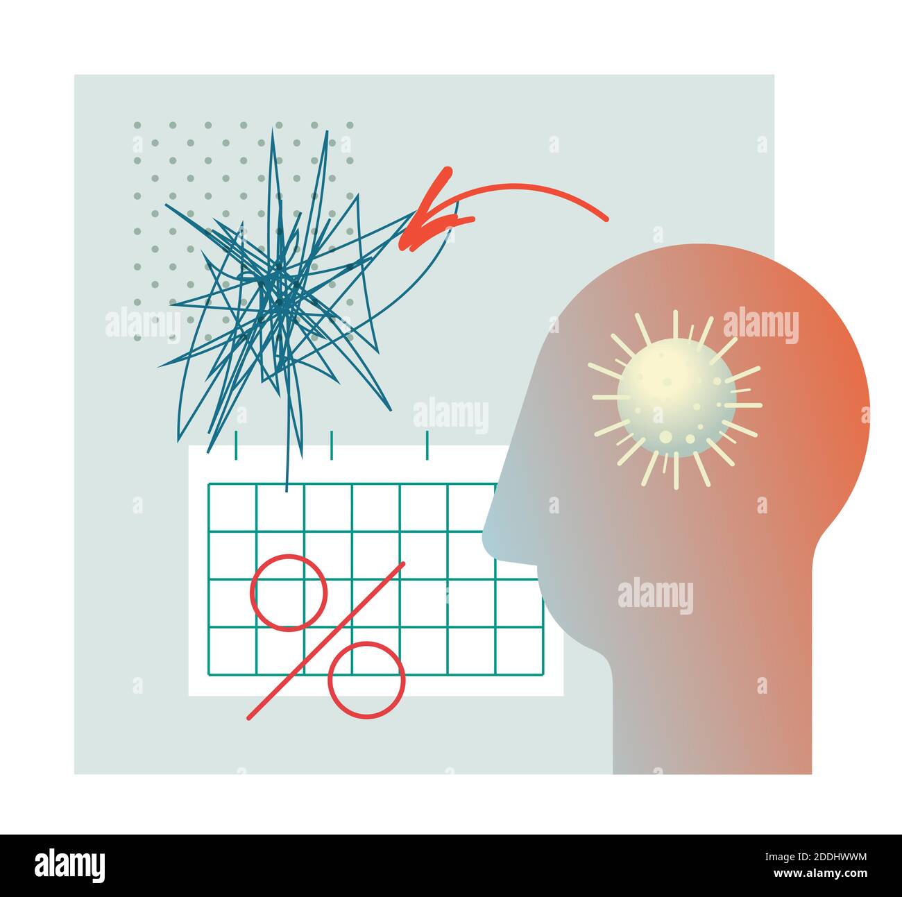 Coronavirus - psychische Gesundheit - Desillusionierung am Arbeitsplatz - Illustration als eps 10 Datei. Stock Vektor