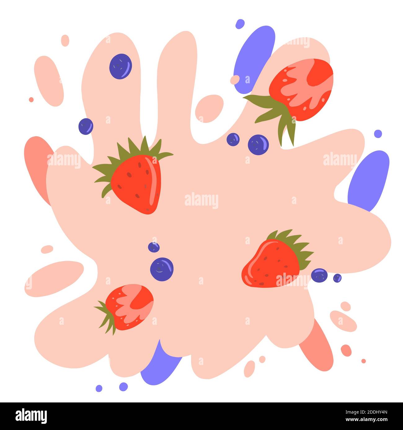 Erdbeere und Heidelbeere Splash Illustration in Vektor Stockfoto