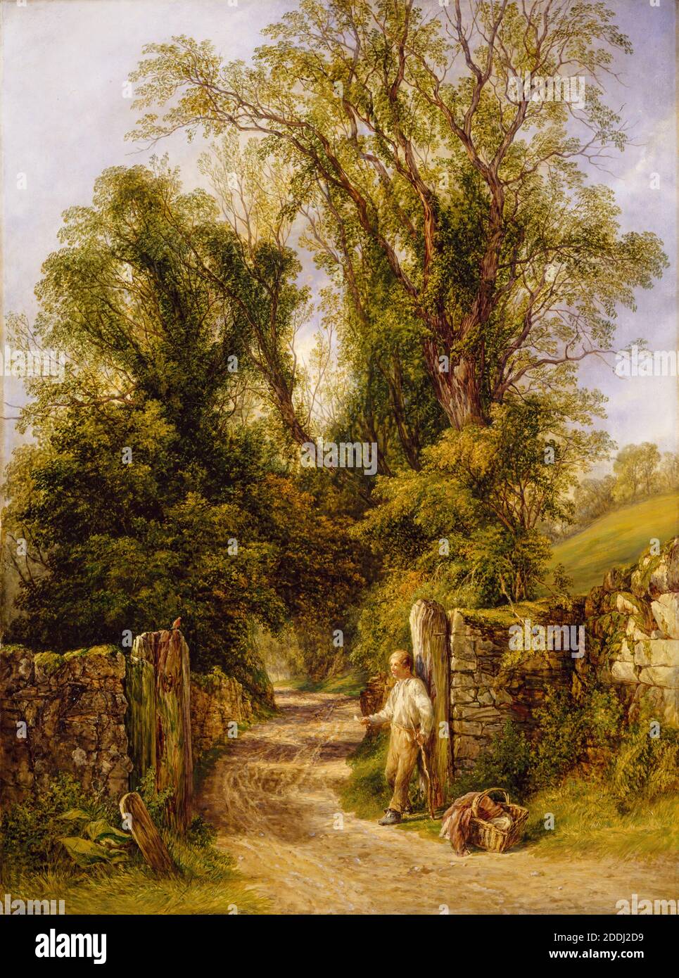 Ein Blick auf Wharfdale, Yorkshire, 1835-1886 Frederick Henry Henshaw, Baum, Landschaft, Ölgemälde, Land, England, Yorkshire Stockfoto