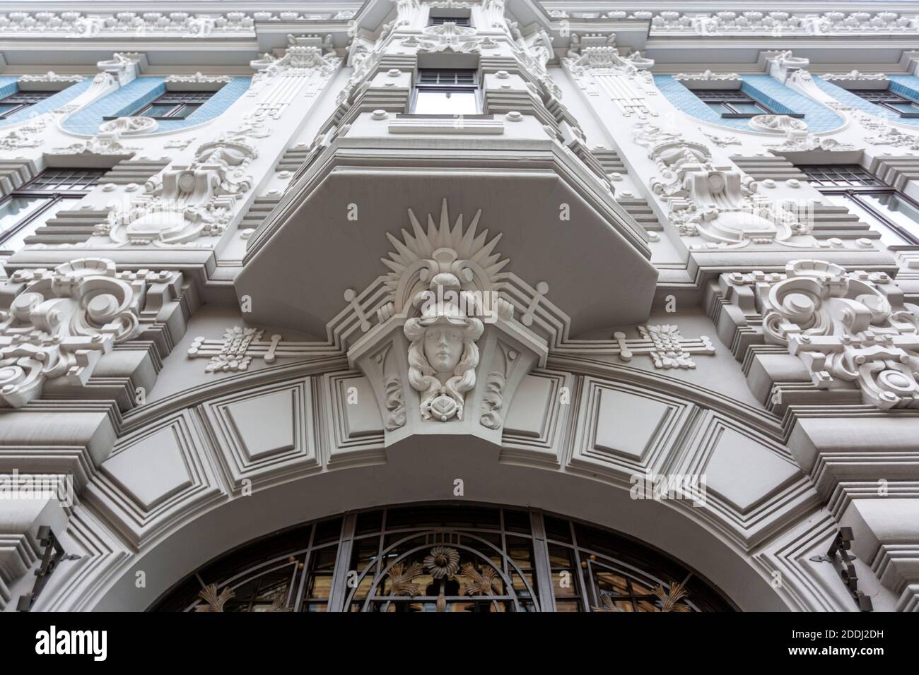 Elizabetes iela 10b Gebäude, von Mikhail Eisenstein, Riga, Jugendstilarchitektur, Lettland Stockfoto