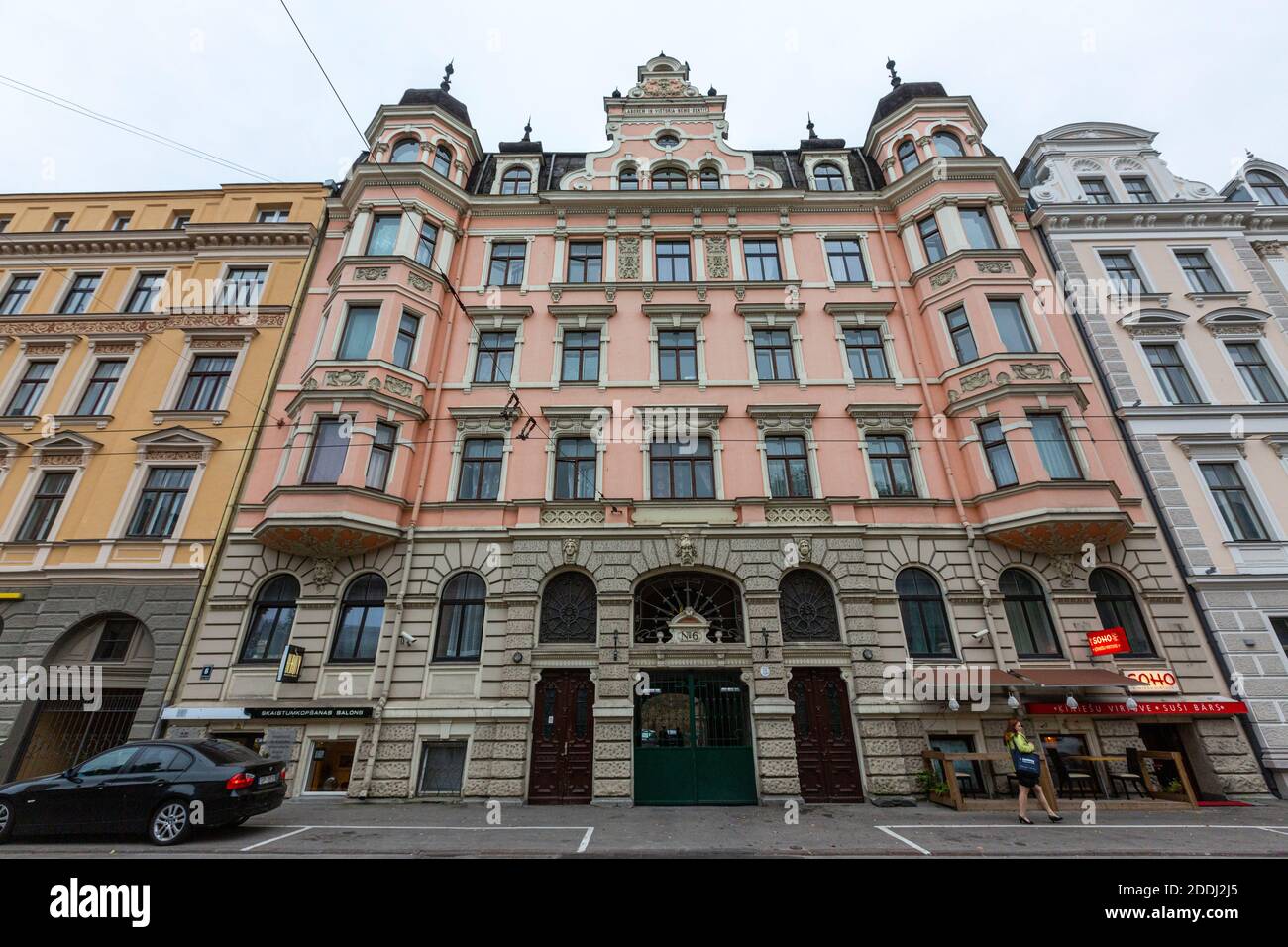 Appartementhaus in der Straße 6 Elizabetes, Riga, Jugendstilarchitektur, Lettland Stockfoto