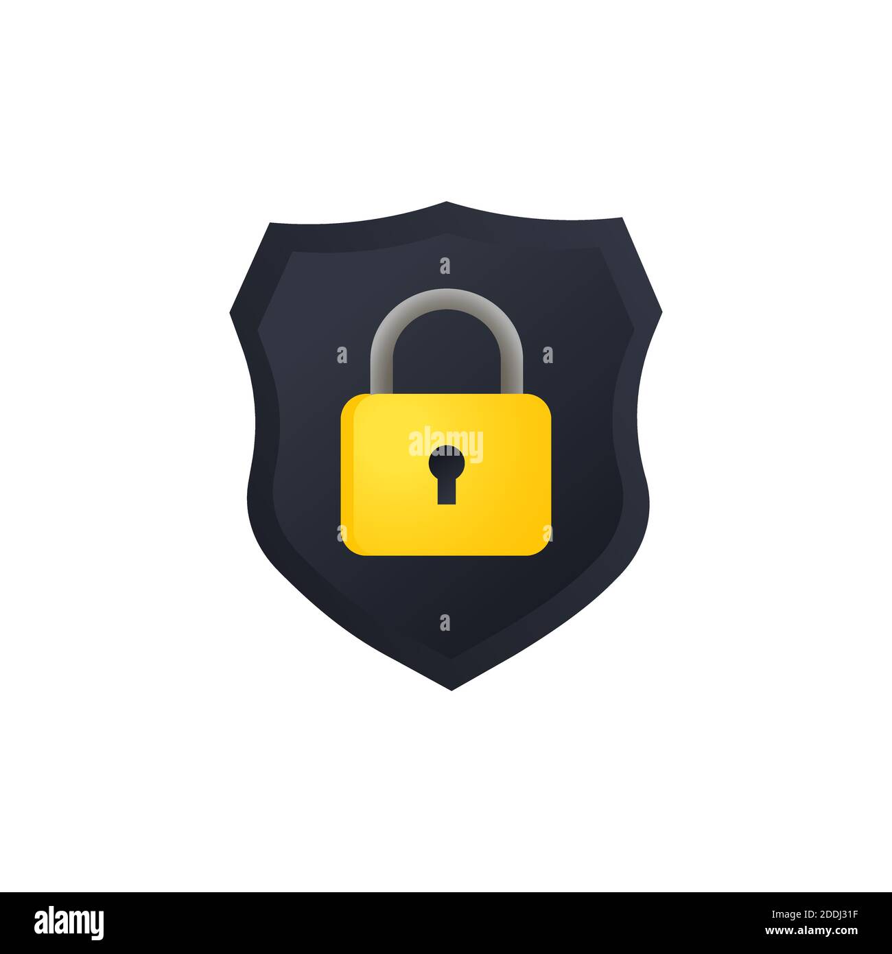Schild mit Schlossabbildung. Cyber-Sicherheit für Computer. Schutz von Datenschutzdaten. Vektor auf isoliertem weißem Hintergrund. EPS 10 Stock Vektor