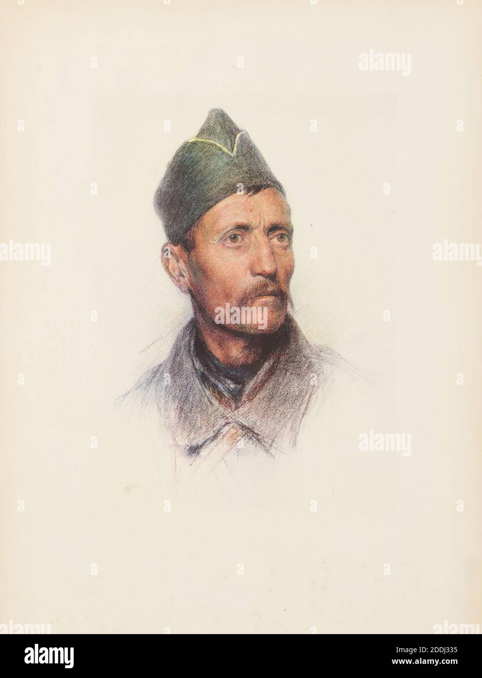 Die Alliierten: Frankreich: Soldat der Territorialarmee Eugene Burnand (gest.1931) Person: Valezar, 2. Ingenieur, Zeichnung, Pastell, Papier, Rahmen, Foto, Replik, Soldat, Militär, Streitkräfte, Krieg, Arbeiten auf Papier Stockfoto