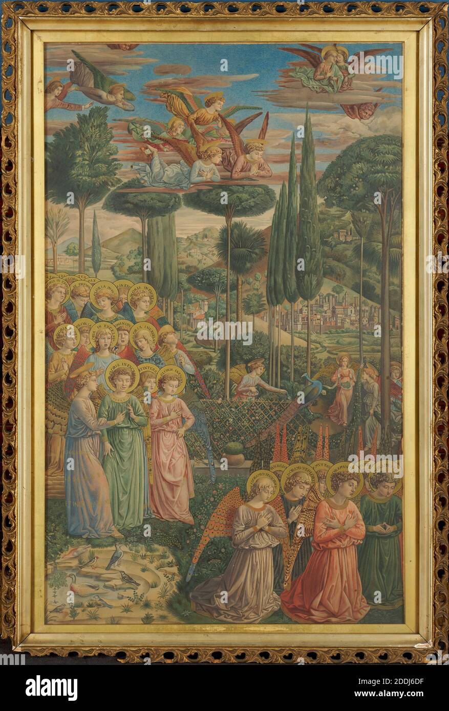 Angels Adoring (Fresko, Palazzo, Riccardi, Florenz), 1884 Graveur: Edward Kaiser nach Benozzo Gozzoli (1420-1497), Italien, Religion, Engel, Rahmen, Druck, Gravur, Arbeiten auf Papier Stockfoto