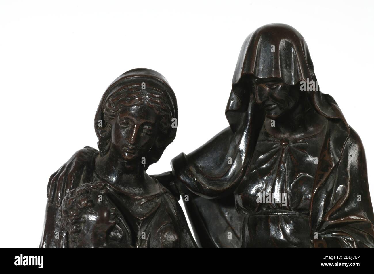 Jungfrau und Kind mit der heiligen Anna, 1500-1525 Andrea Sansovino, Sansovino war der führende venezianische Bildhauer der Renaissance, obwohl sein Ruhm von dem seines Zeitgenossen Michelangelo überschattet wurde. Das Thema der hl. Anna mit ihrer Tochter, der Jungfrau und dem Christkind in der italienischen Renaissance-Kunst ist am besten durch mehrere Gemälde von Leonardo da Vinci bekannt, aus denen Sansovinos Behandlung letztlich abgeleitet wird., Skulptur, Metall, Bronze, Religion, Heilige, Religion, Jungfrau Maria Stockfoto Jungfrau und Kind mit der heiligen Anna, 1500-1525 Andrea Sansovino, Sansovino war der führende venezianische Bildhauer der Renaissance, obwohl sein Ruhm von dem seines Zeitgenossen Michelangelo überschattet wurde. Das Thema der hl. Anna mit ihrer Tochter, der Jungfrau und dem Christkind in der italienischen Renaissance-Kunst ist am besten durch mehrere Gemälde von Leonardo da Vinci bekannt, aus denen Sansovinos Behandlung letztlich abgeleitet wird., Skulptur, Metall, Bronze, Religion, Heilige, Religion, Jungfrau Maria Stockfoto