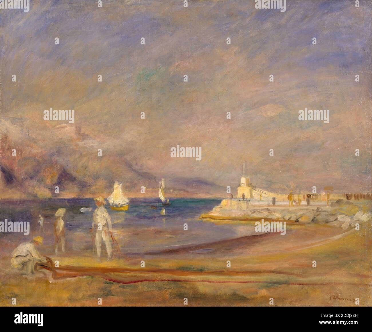 St Tropez, Frankreich, 1898-1900 Pierre Auguste Renoir, akzeptiert von HM Regierung anstelle der Steuer und zugeordnet Birmingham Museen und Kunstgalerie, 1980., Boot, Seascape, Kunstbewegung, Impressionismus, Küste, Strand Stockfoto