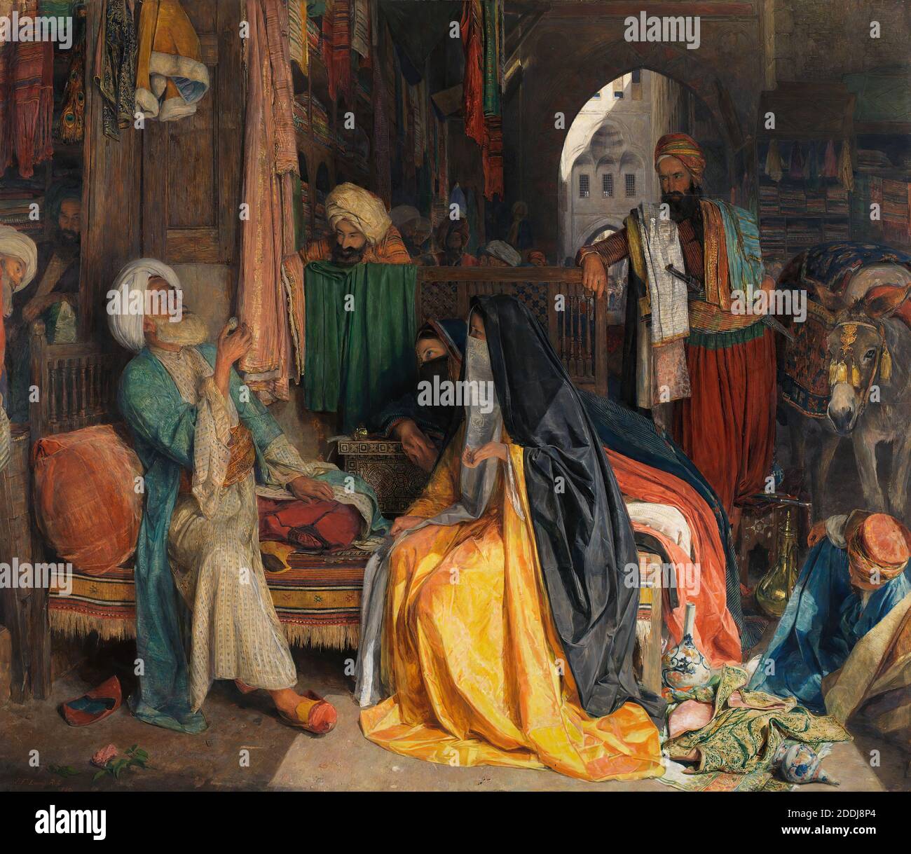 The Doubtful Coin, 1869 von: John Frederick Lewis, 19. Jahrhundert, Afrika, Tier, Esel Stockfoto