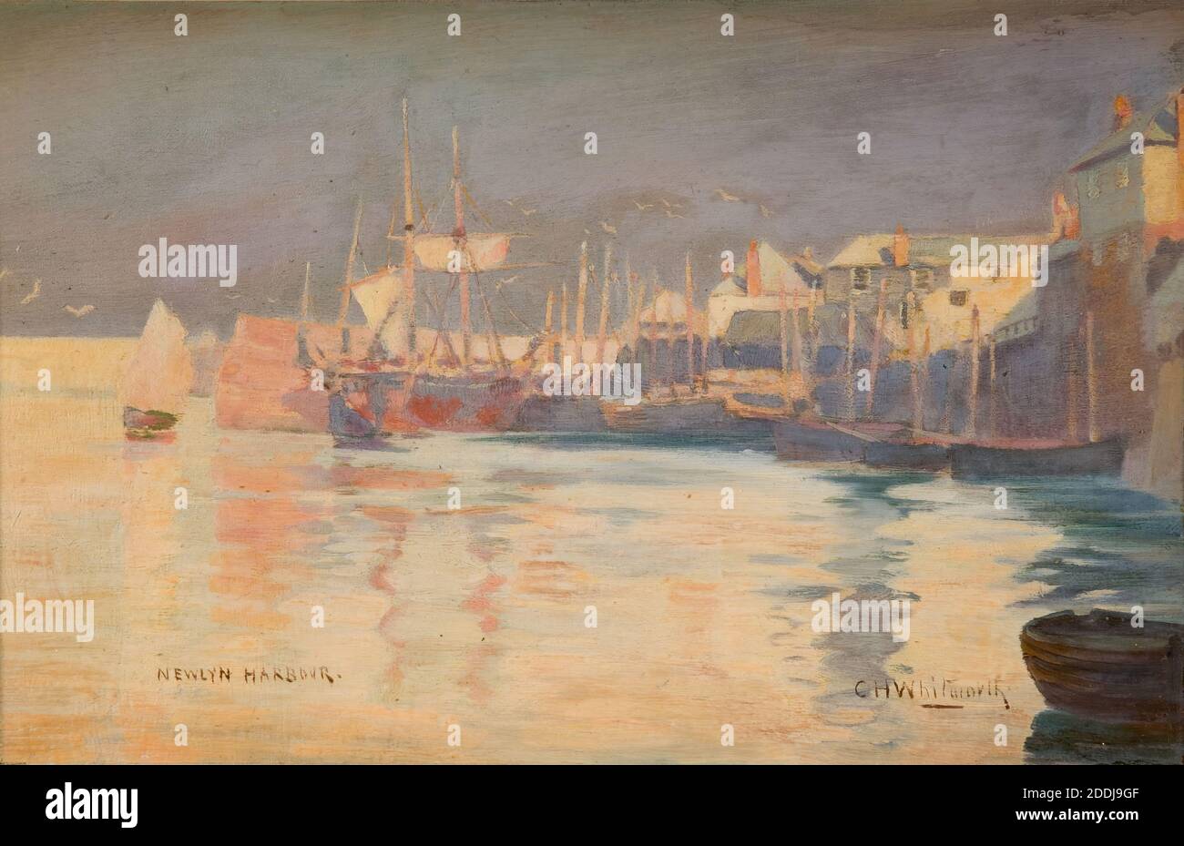 Newlyn Hafen, 1887 von Charles H Whitworth, Boot, Ölgemälde, Meer, Küste, Kunstbewegung, Impressionismus, Hafen, Schiff, Nautik, Maritime Stockfoto