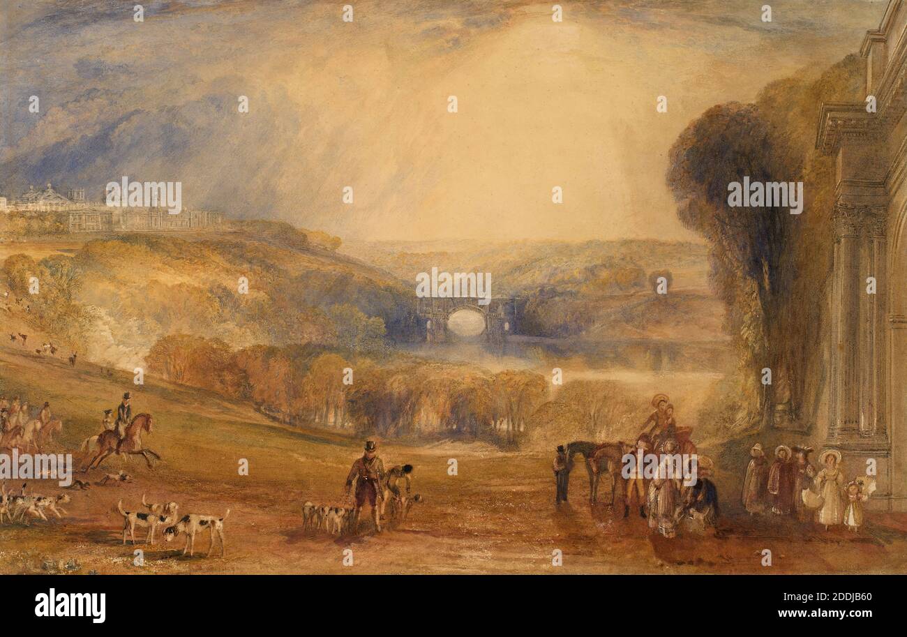 Blenheim House and Park, 1833 von: J M W Turner, Landschaft, Tier, Hund, Tier, Pferd, Architektur, Palast Stockfoto