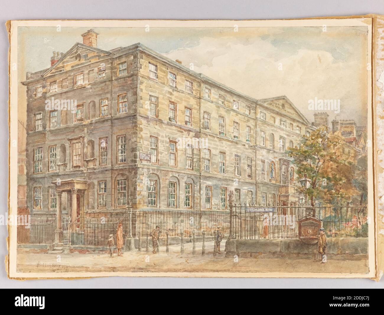 Topographische Ansicht von Birmingham, Aquarell, Blue Coat School Colmore Row, Birmingham von James Billingsley, Sozialgeschichte, topographische Ansichten, England, Midlands Stockfoto