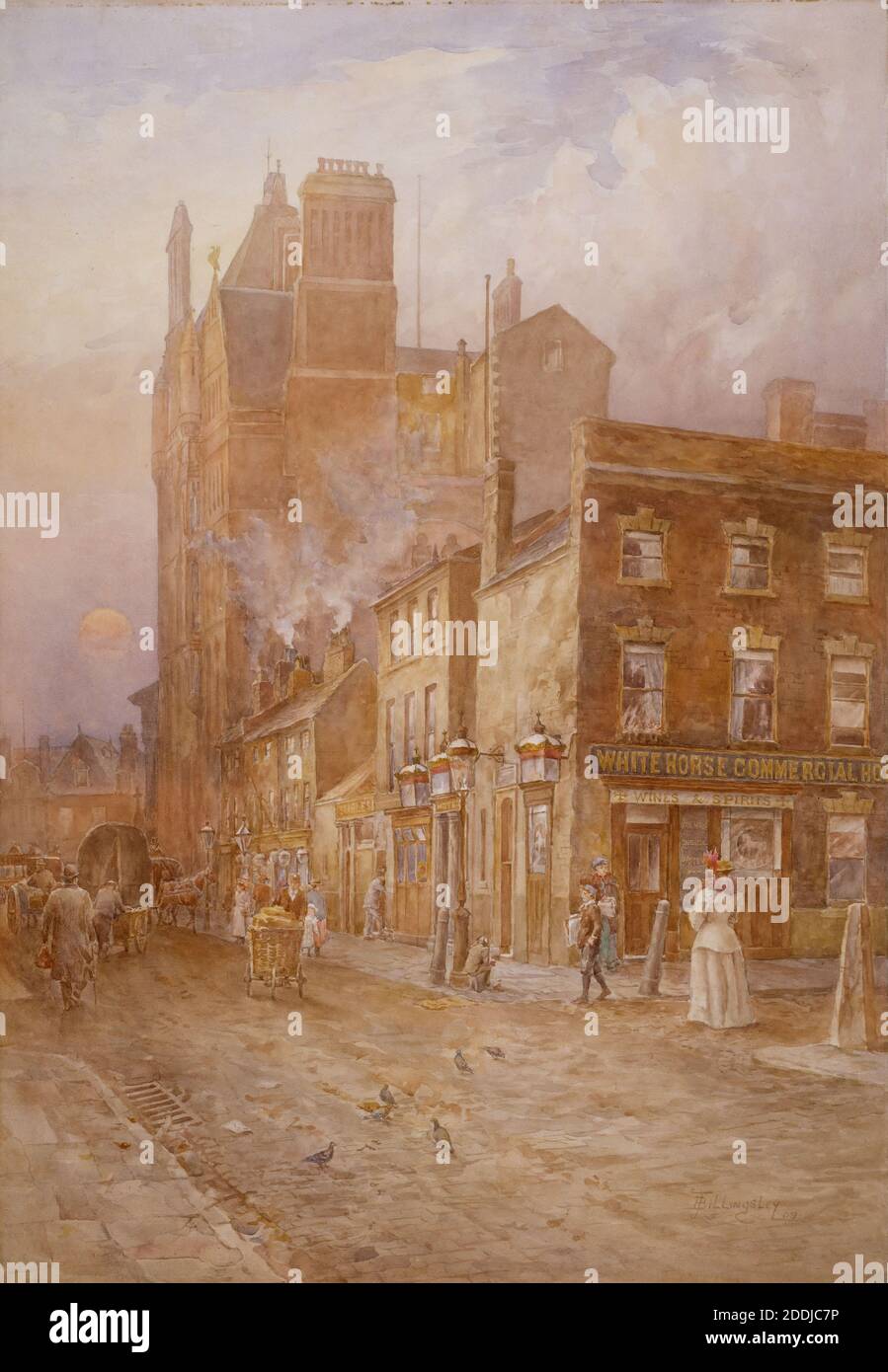 The Beehive and White Horse Hotel, Great Charles Street (auf dem Gelände der Kunstgalerie), 1906 James Billingsley, topografische Ansichten, Birmingham Geschichte, Street Scene, England, Midlands Stockfoto