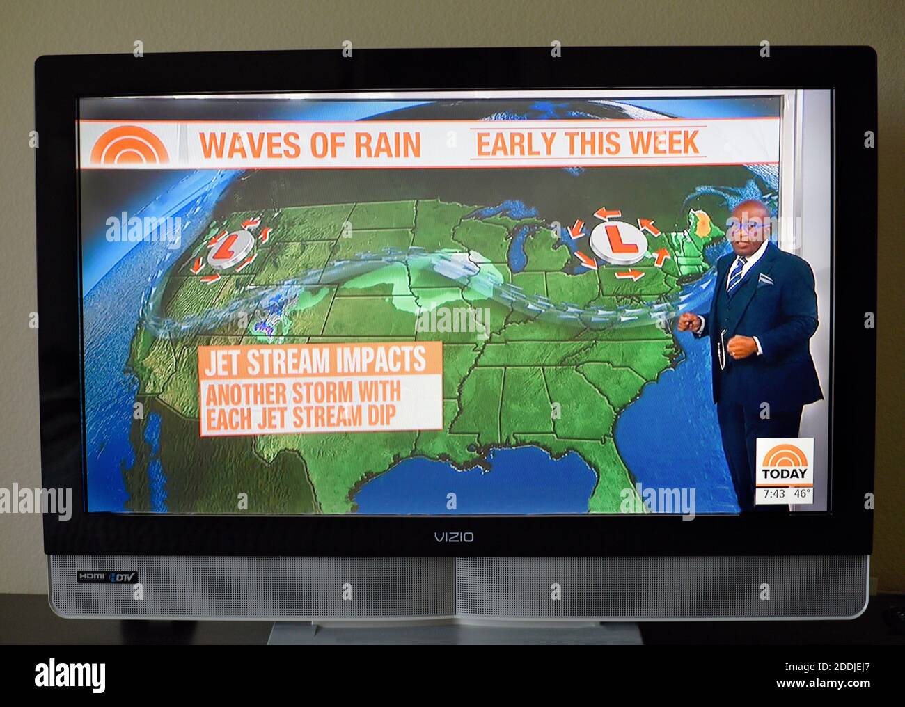 Ein TV-Screenshot von NBC TODAY Show Weatherman und Feature Anker und Persönlichkeit Al Roker auf der Show New York Set während einer Live-Übertragung. Stockfoto