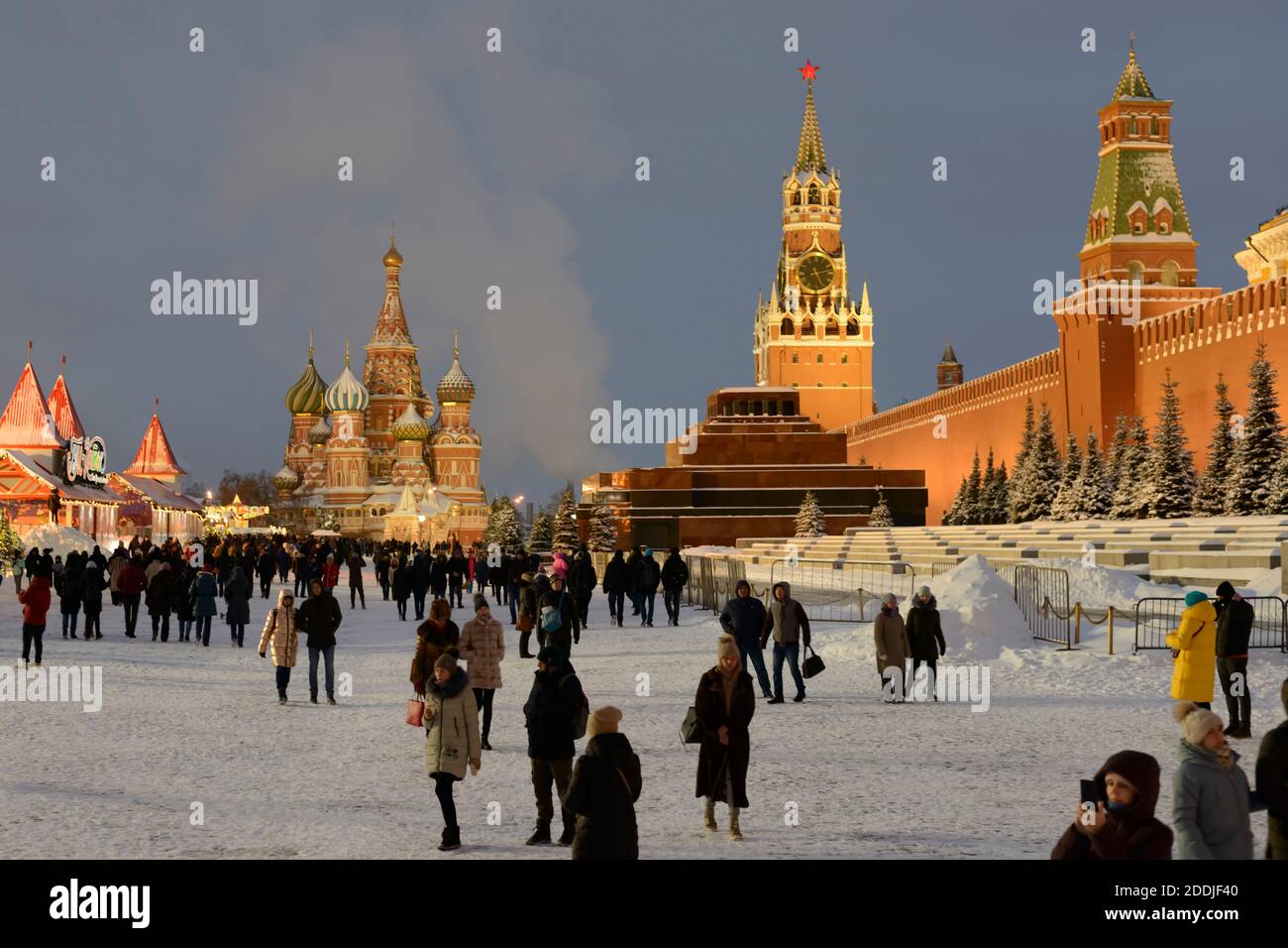 Roter Platz Moskau - verschneite Szene 2019 Stockfoto