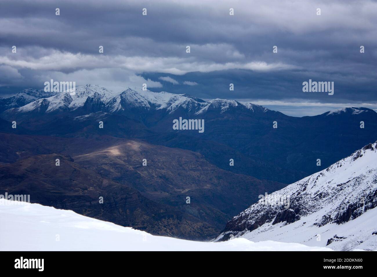 Berggebiet Nevada in den Anden Gebirgsland Chile mit Weihnachtliche Atmosphäre Stockfoto
