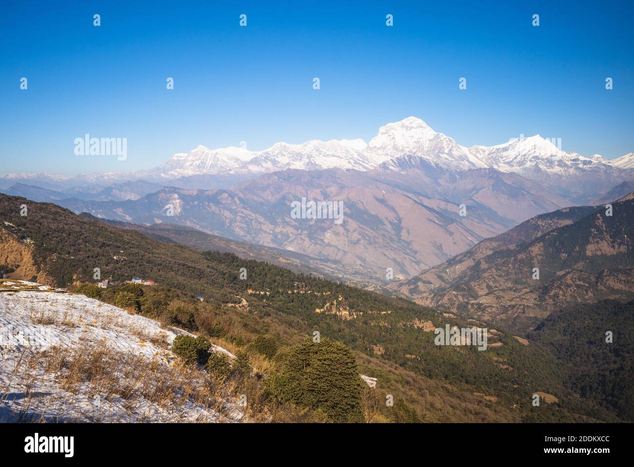 Landschaft des Annapurna Massivs im Himalaya in nepal Stockfoto