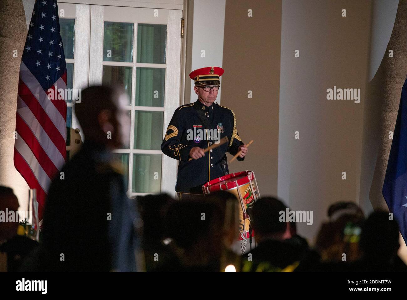 Die Präsidenten besitzen die United States Marine Band preforms für US-Präsident Donald Trump und First Lady Melania Trump , als sie australischen Premierminister Scott Morrison und Frau Morrison im Weißen Haus in Washington zu einem Staatsessen am 20. September 2019 begrüßen. Foto von Tasos Katopodis/ABACAPRESS.COM Stockfoto