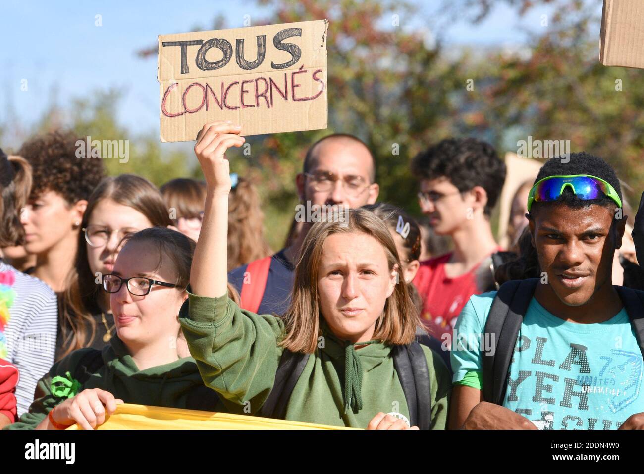 Freitag für zukünftige Proteste in Straßburg, Frankreich, am 20. September 2019. Viele Demonstranten reagieren auf die Forderung nach einem globalen Klimaschlag und wollen für mehr Klimaschutz kämpfen. Sie wollen die Aufrufe zu Streiks und Protesten auf der ganzen Welt unterstützen. Foto von Nicolas Roses/ABACAPRESS.COM Stockfoto