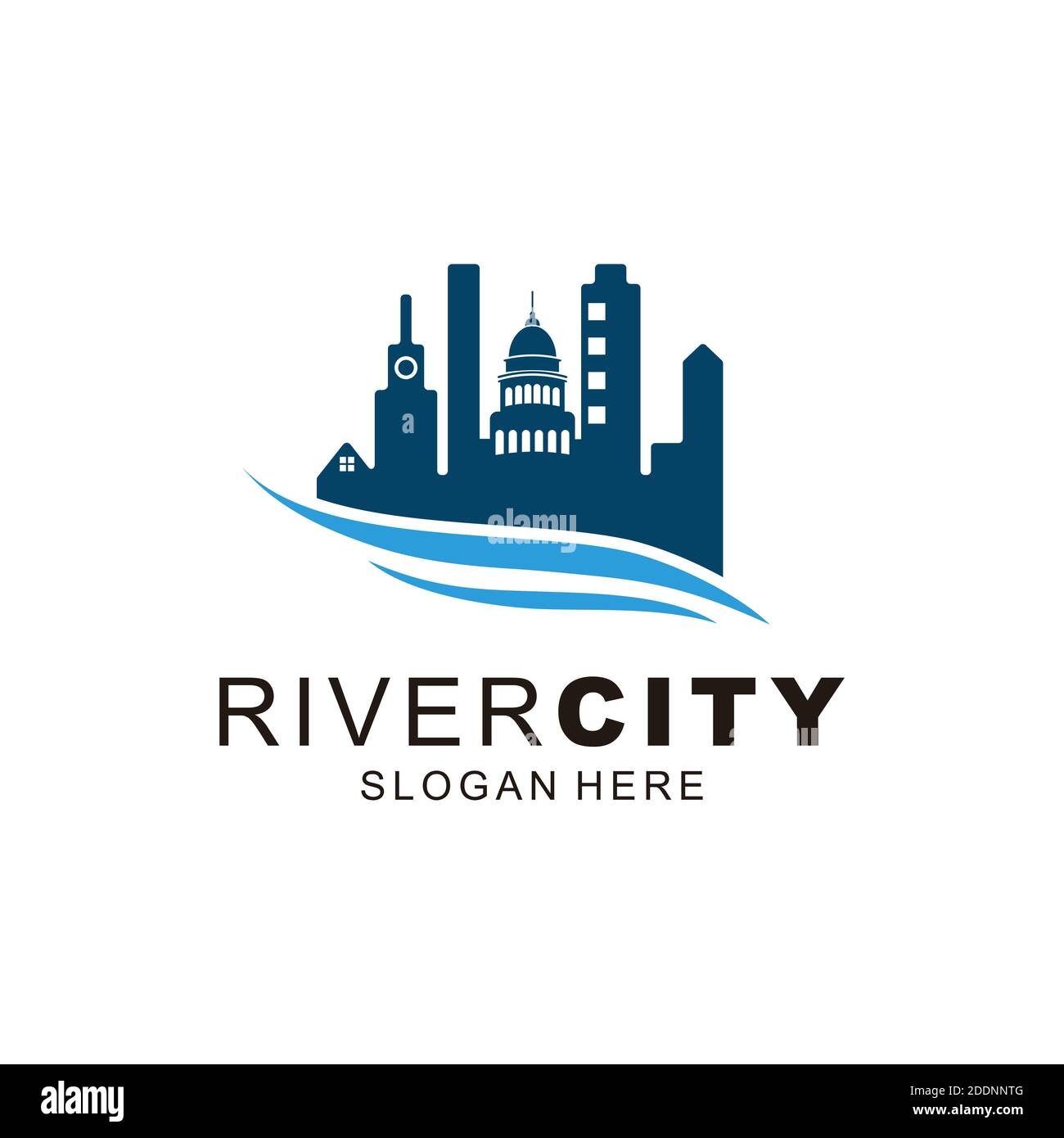 Logo-Vorlage Für River City Town Stock Vektor