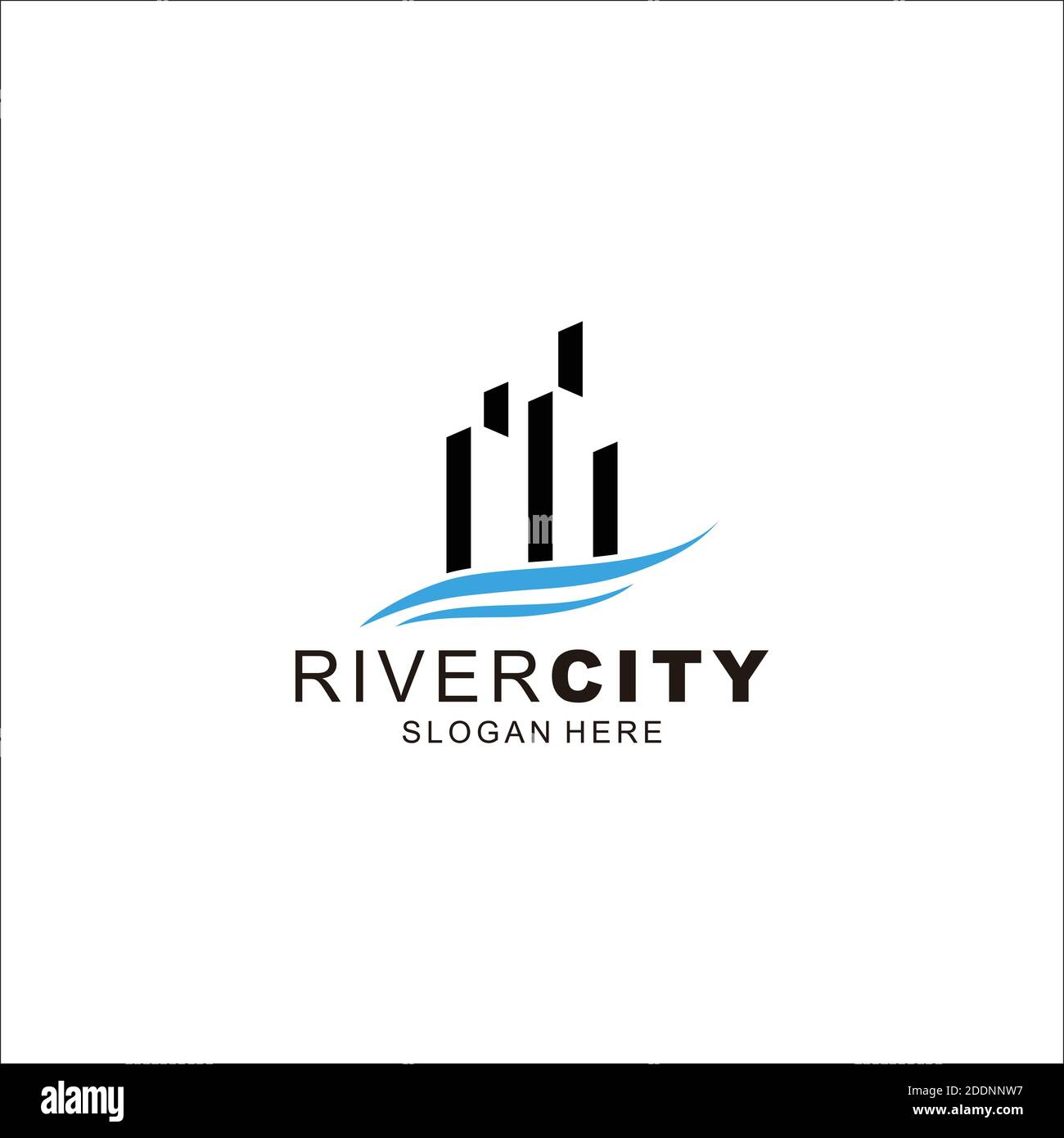 Logo mit „River City Town“-Logo Stock Vektor