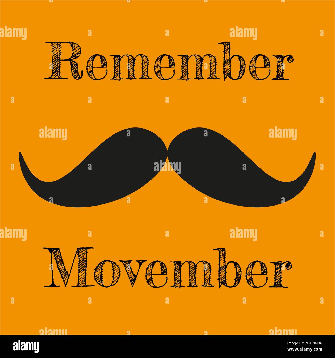 Erinnern Sie sich Movember - Prostatakrebs Bewusstsein Monat. Männer Gesundheit Konzept Vektor-Illustration auf einem orangen Hintergrund Stock Vektor